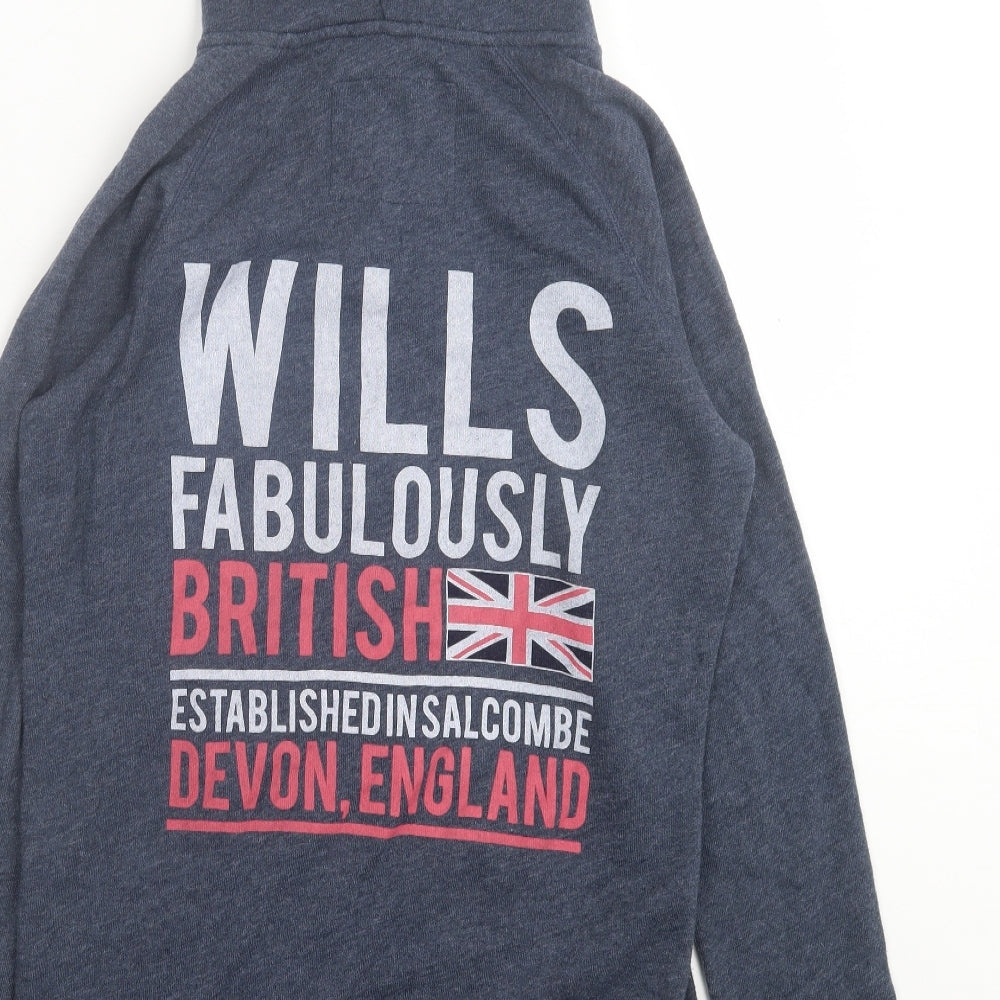 Jack Wills Womens Blue  Cotton Full Zip Hoodie Size 12  Zip