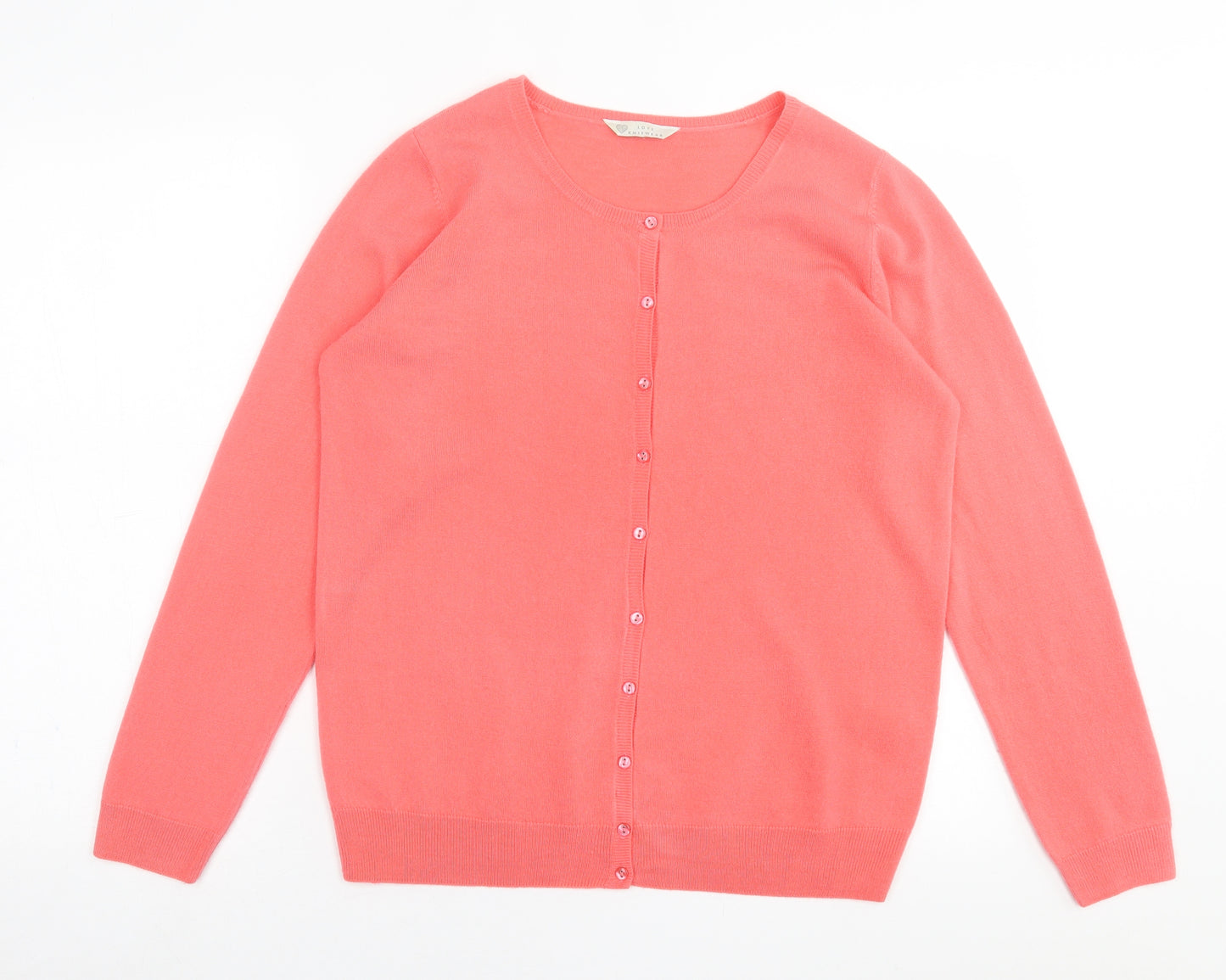 BHS Womens Pink Crew Neck  Acrylic Cardigan Jumper Size 14
