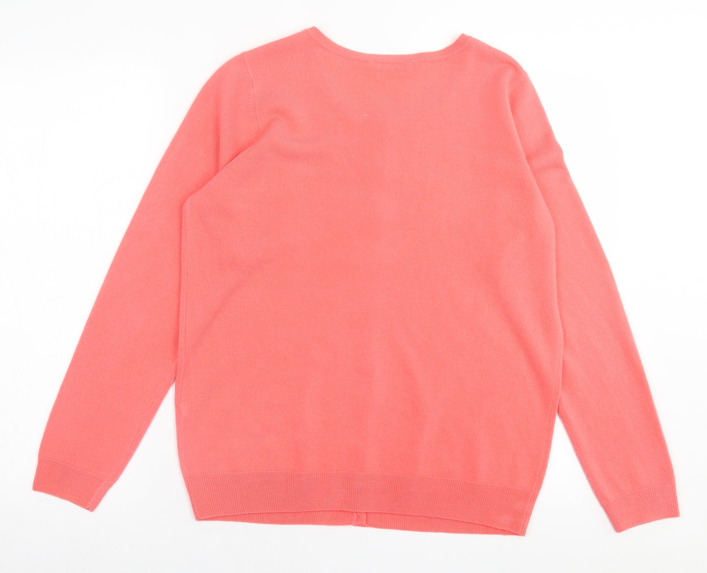 BHS Womens Pink Crew Neck  Acrylic Cardigan Jumper Size 14