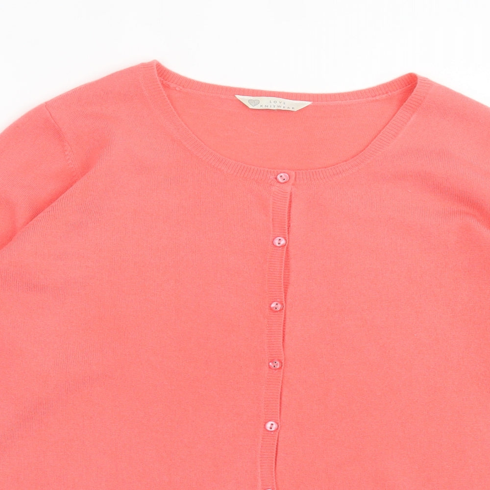 BHS Womens Pink Crew Neck  Acrylic Cardigan Jumper Size 14