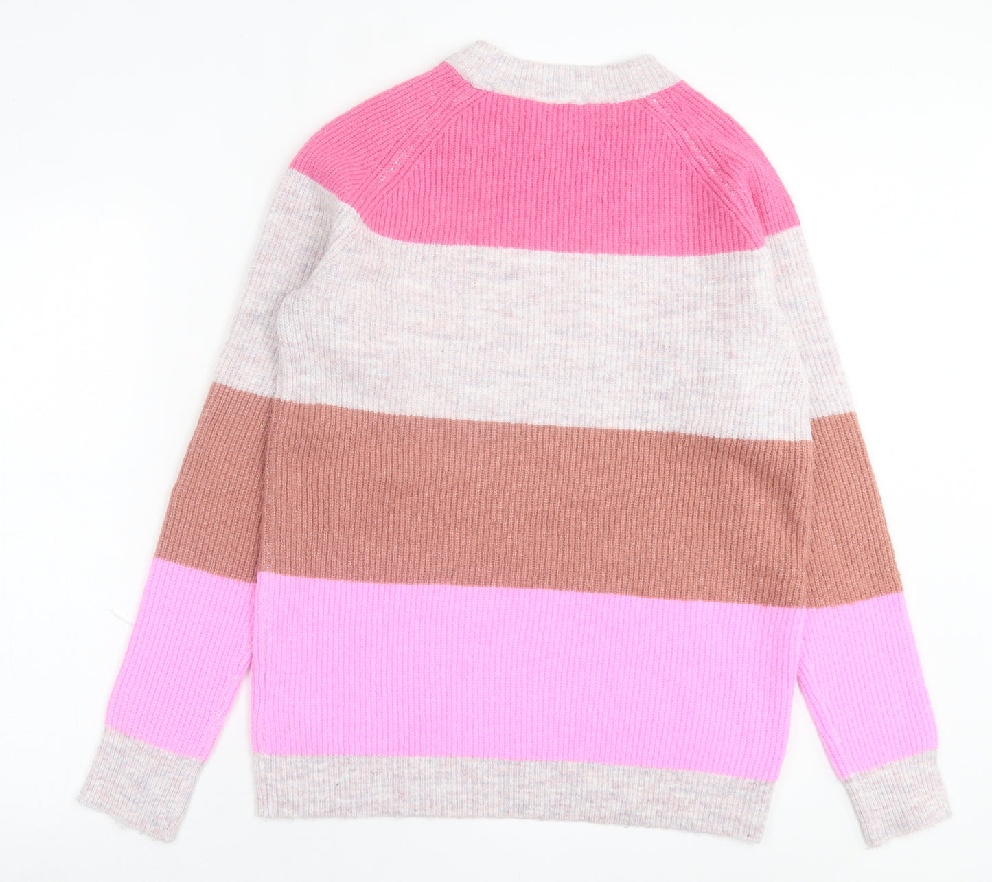 Dorothy Perkins Womens Pink Roll Neck Striped Acrylic Pullover Jumper Size 14
