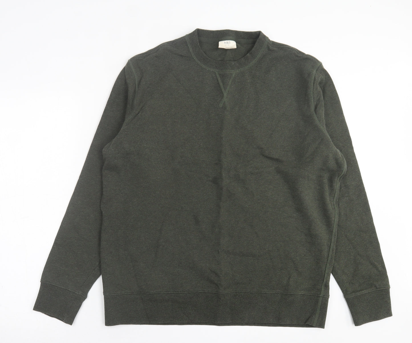 Marks and Spencer Mens Green  Cotton Pullover Sweatshirt Size XL