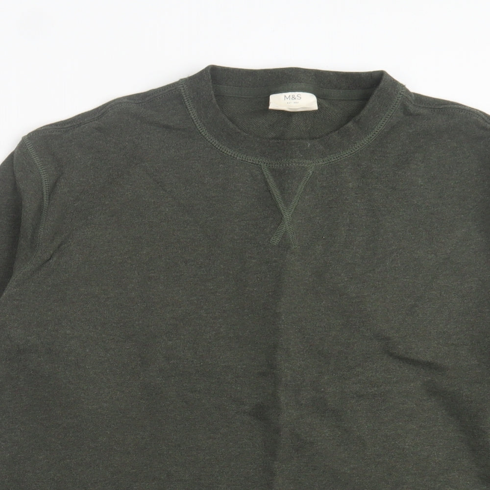 Marks and Spencer Mens Green  Cotton Pullover Sweatshirt Size XL
