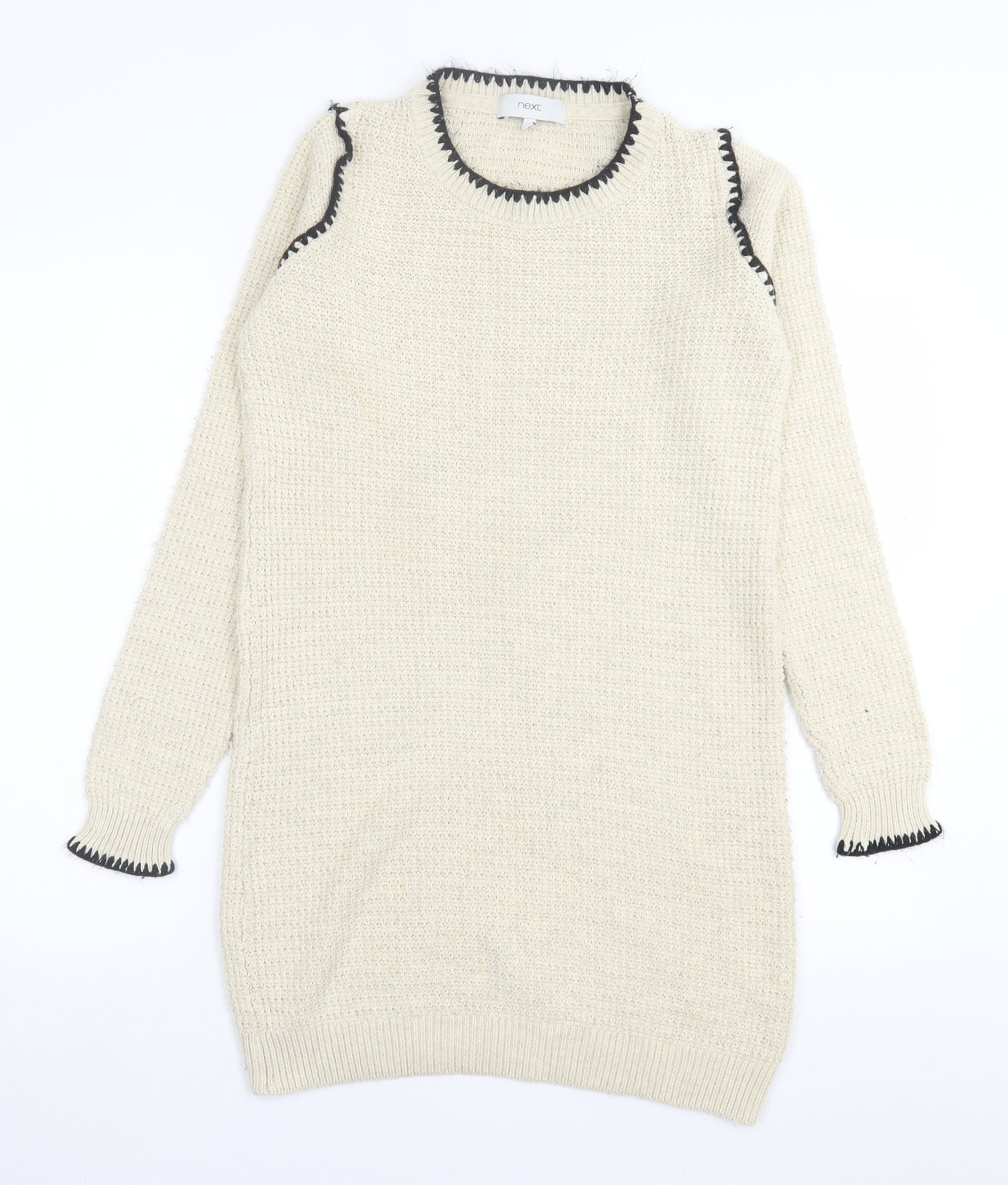 NEXT Womens Beige  Cotton Jumper Dress  Size 8  Crew Neck Pullover