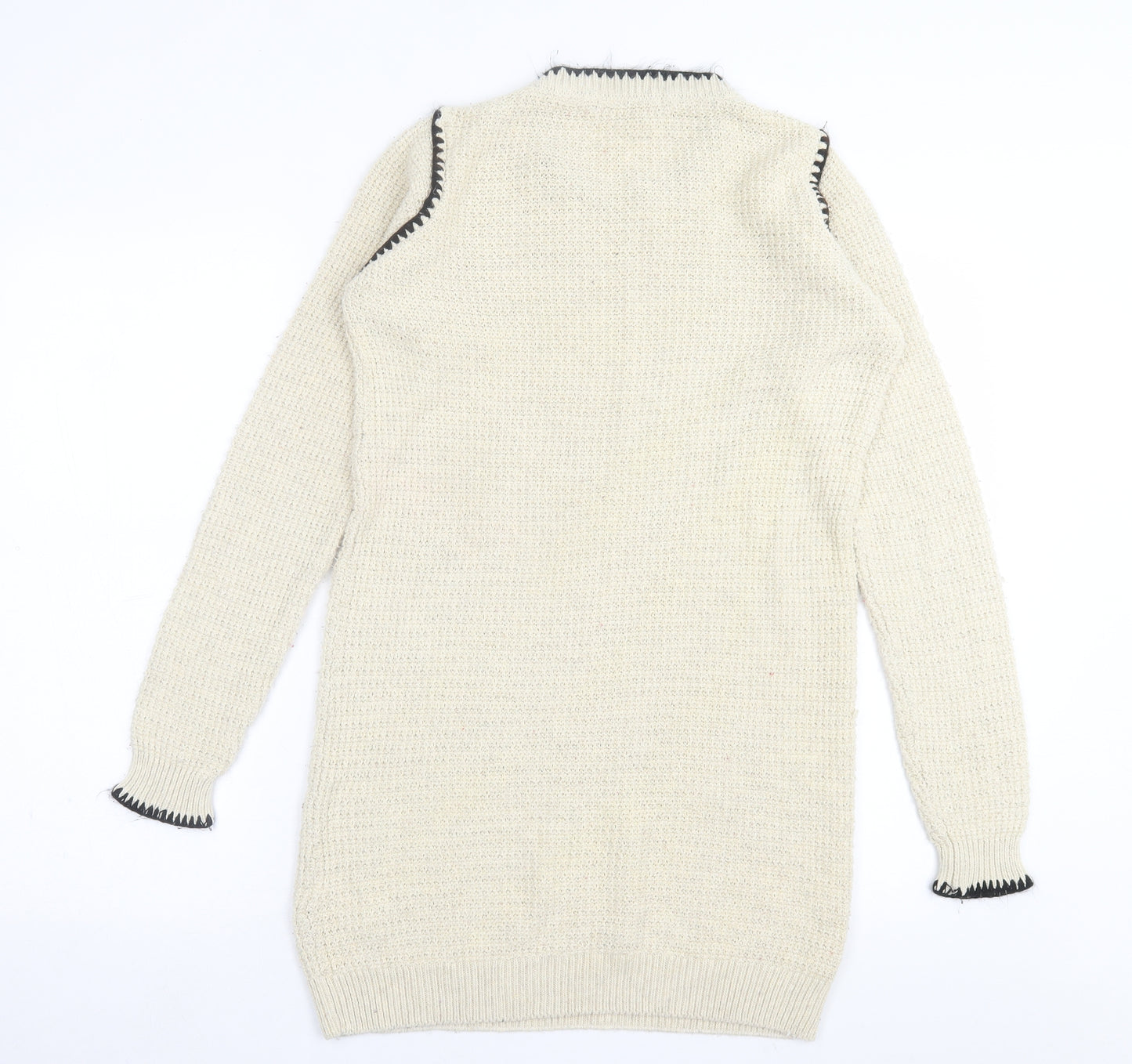 NEXT Womens Beige  Cotton Jumper Dress  Size 8  Crew Neck Pullover