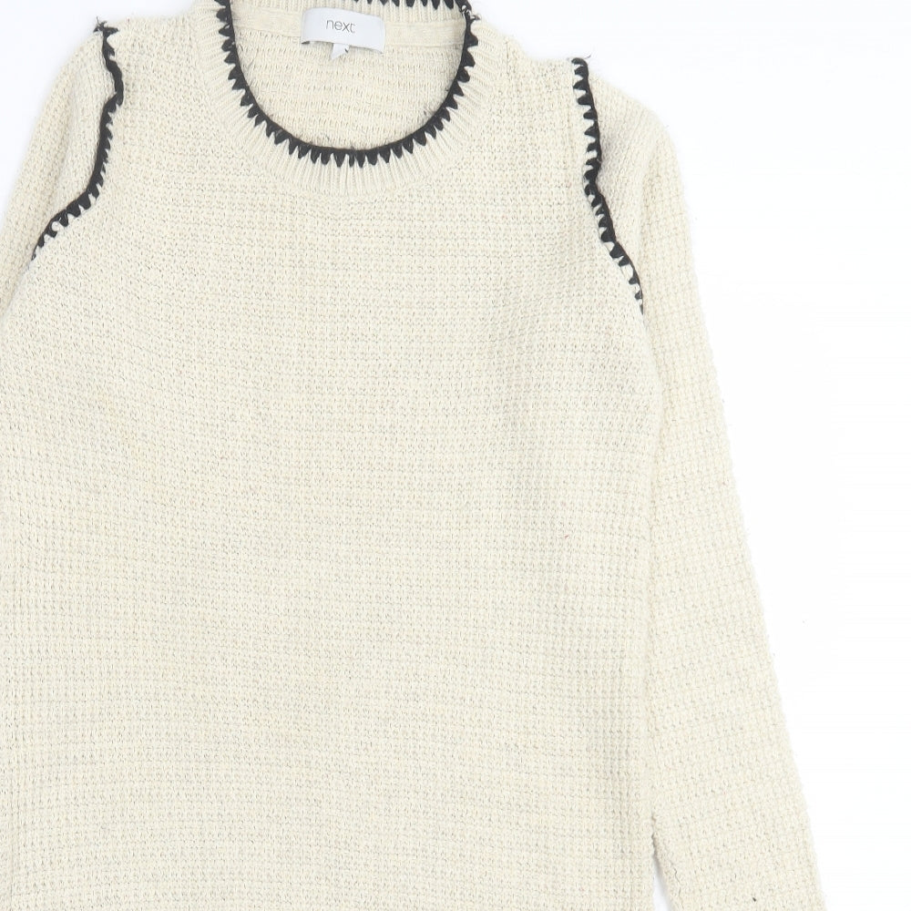 NEXT Womens Beige  Cotton Jumper Dress  Size 8  Crew Neck Pullover