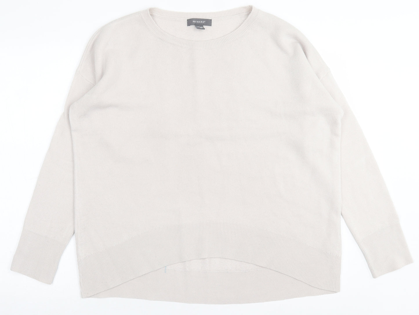 Primark Womens Beige Crew Neck  Acrylic Pullover Jumper Size L