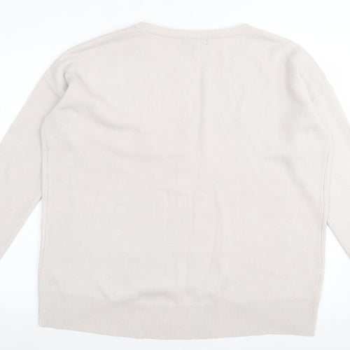 Primark Womens Beige Crew Neck  Acrylic Pullover Jumper Size L