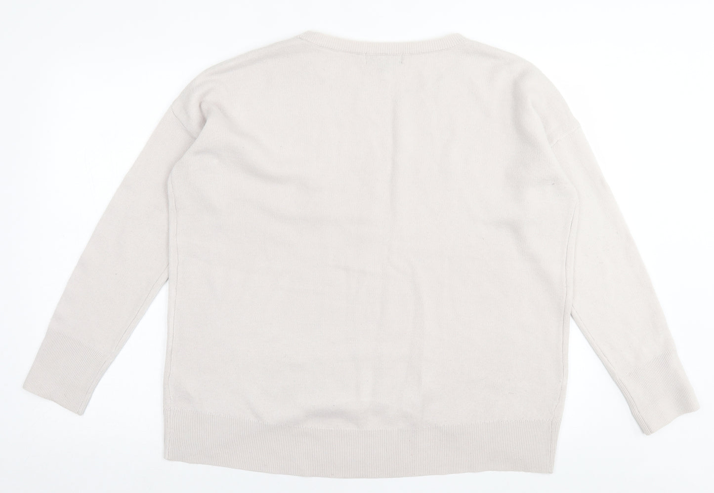 Primark Womens Beige Crew Neck  Acrylic Pullover Jumper Size L