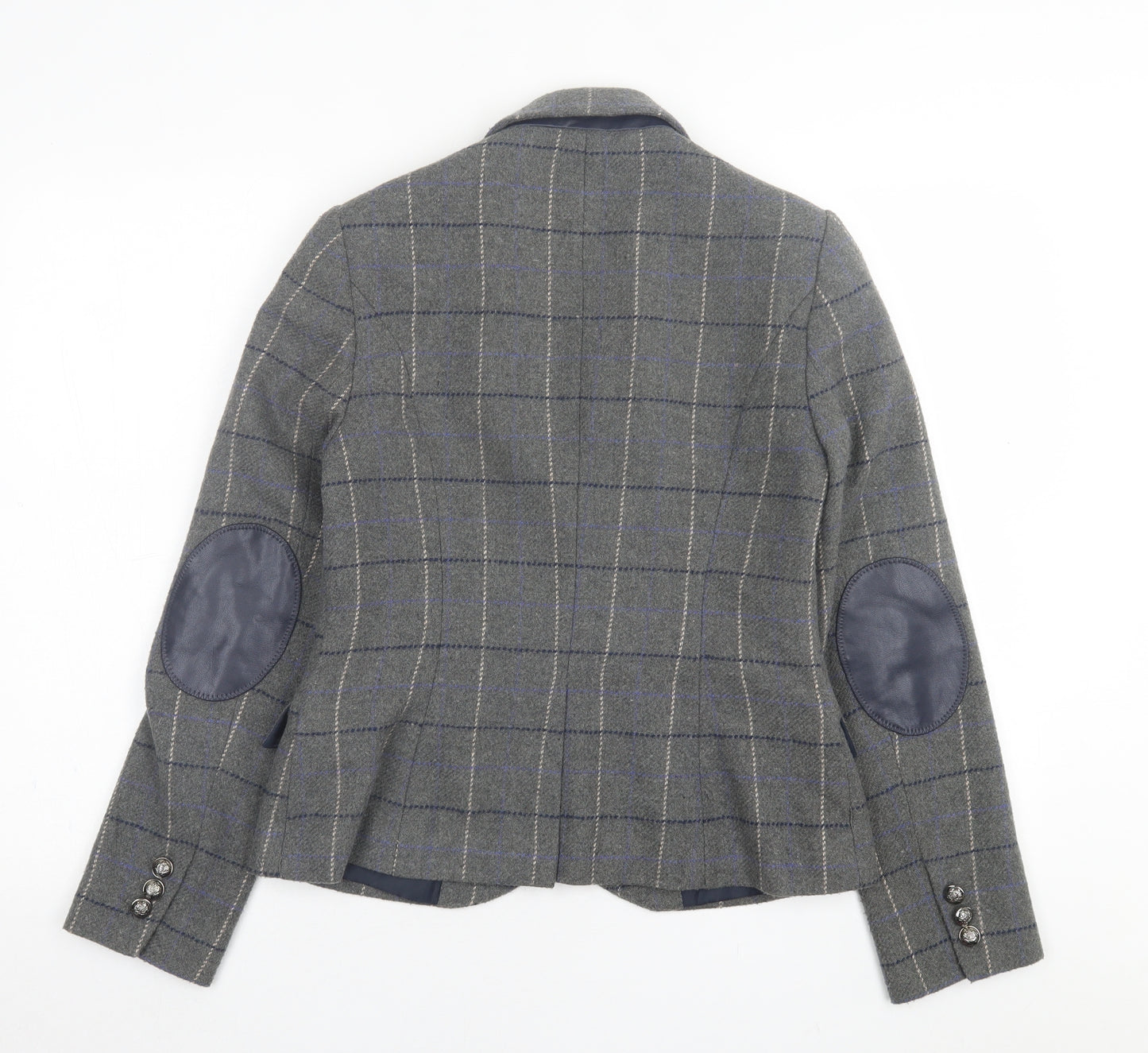 TU Womens Grey Plaid  Jacket Blazer Size 10  Button