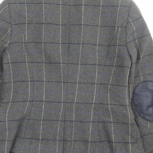 TU Womens Grey Plaid  Jacket Blazer Size 10  Button