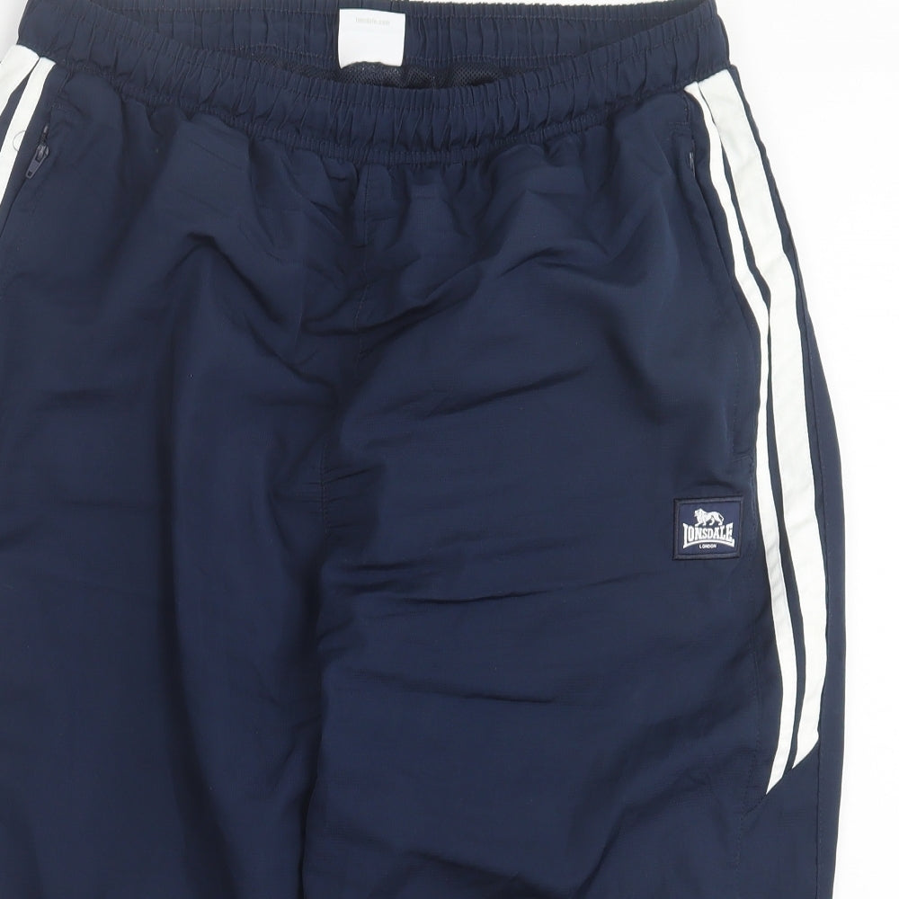 Lonsdale Mens Blue  Polyester Sweat Shorts Size XL L10 in Regular Tie