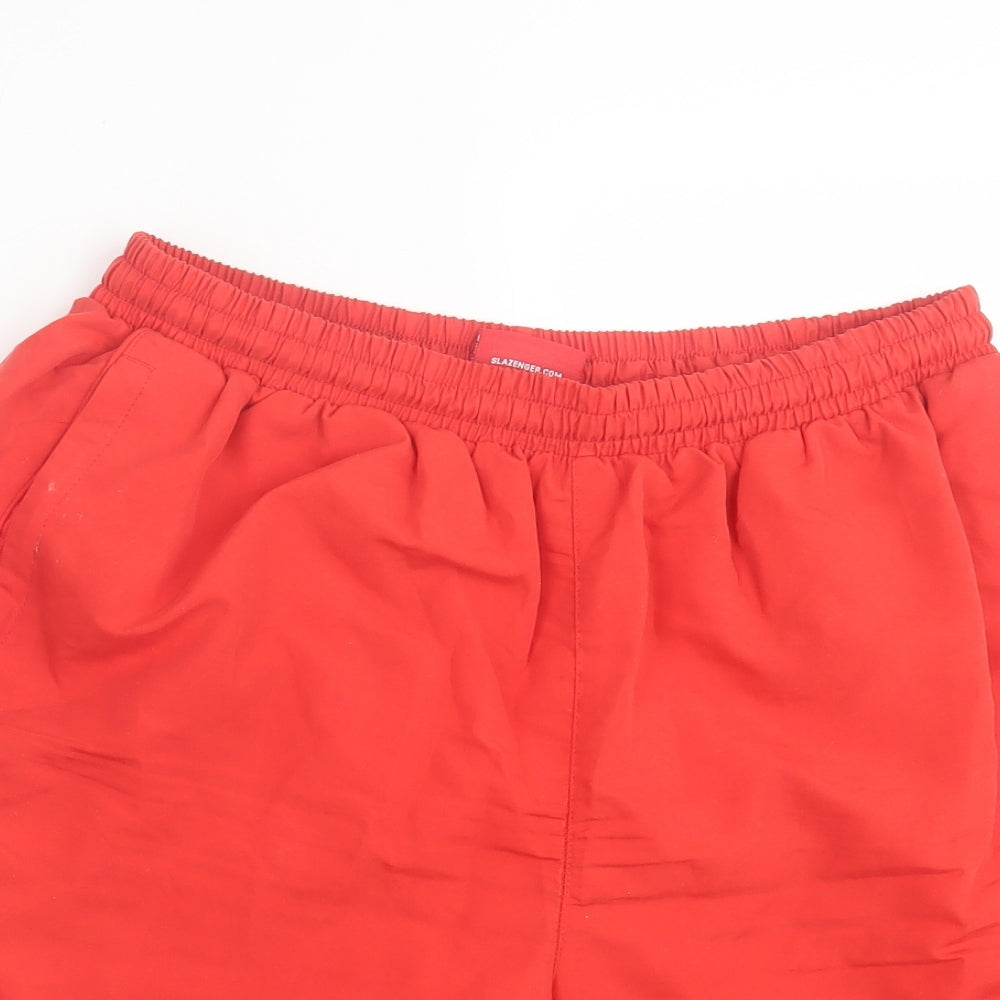 Slazenger Mens Red  Polyester Sweat Shorts Size XL L9 in Regular Tie