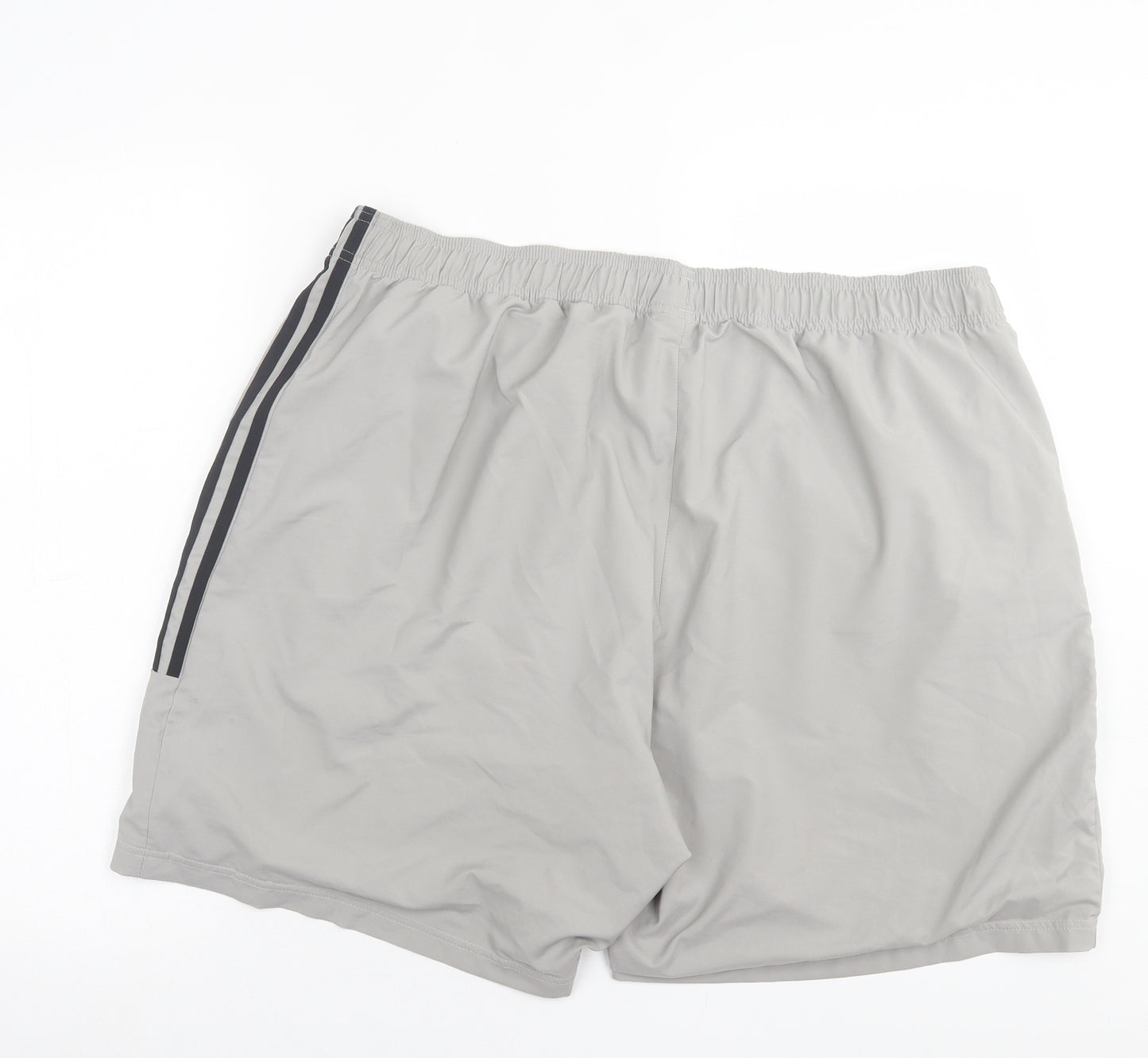 adidas Mens Grey Striped Polyester Sweat Shorts Size 2XL L9 in Regular Tie