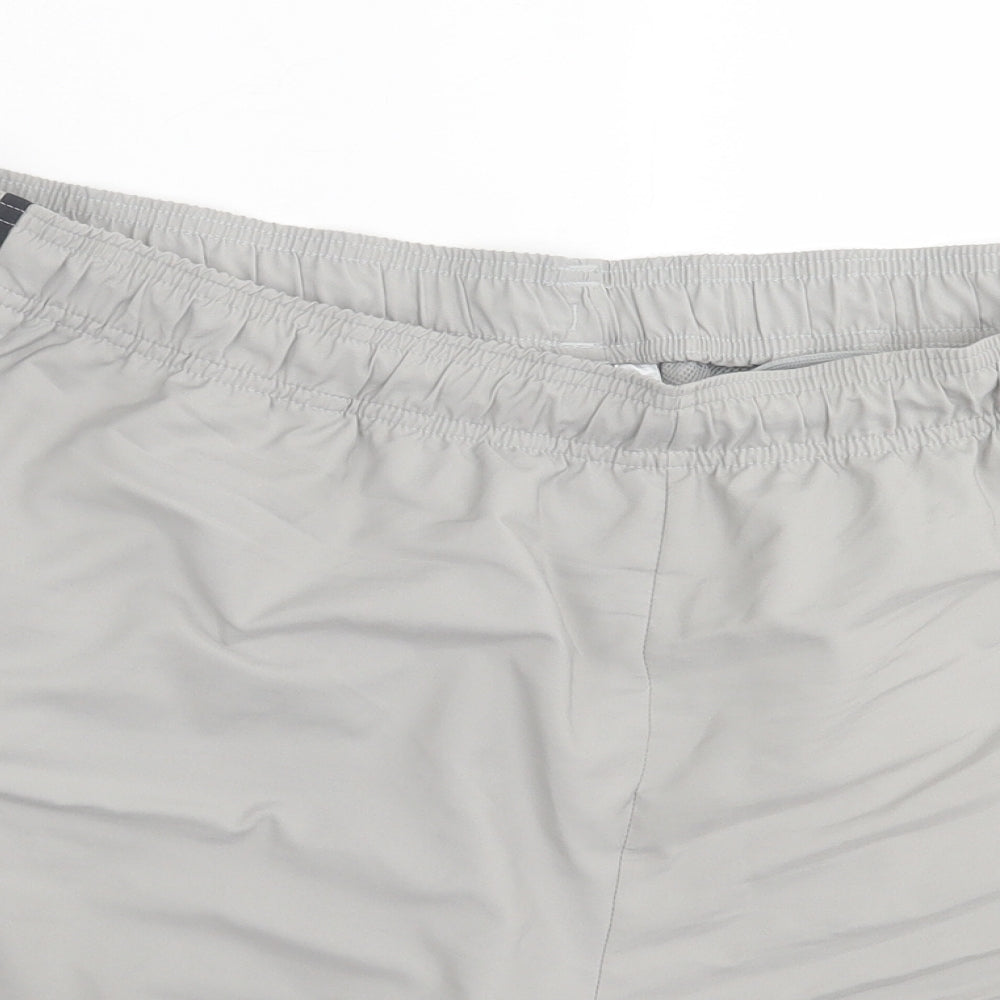 adidas Mens Grey Striped Polyester Sweat Shorts Size 2XL L9 in Regular Tie
