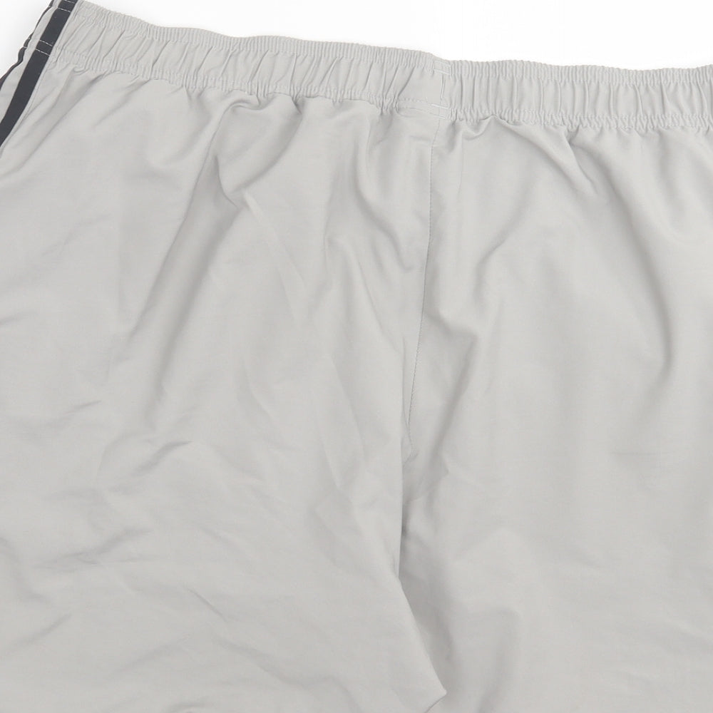 adidas Mens Grey Striped Polyester Sweat Shorts Size 2XL L9 in Regular Tie