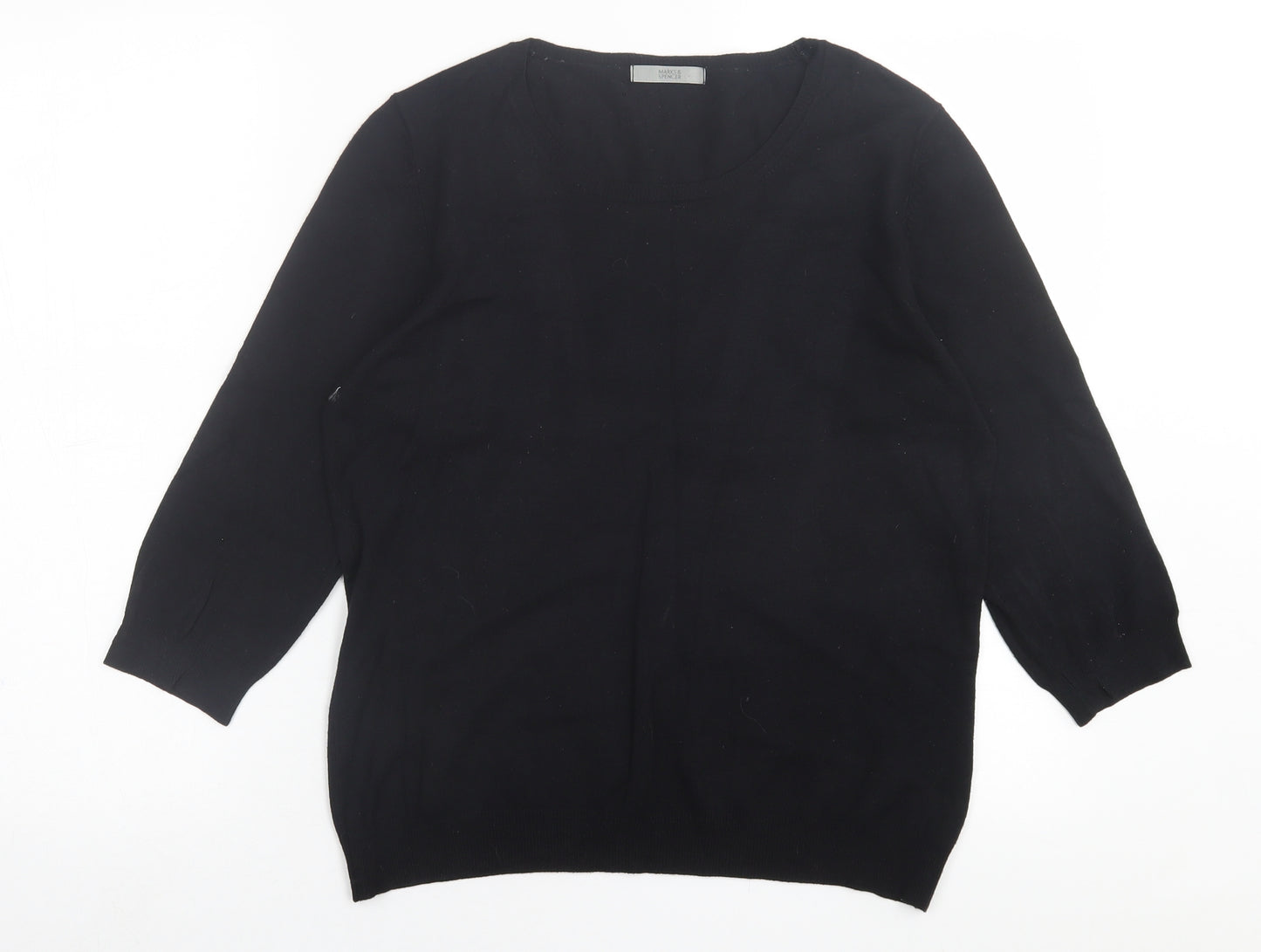 Marks and Spencer Womens Black Crew Neck  Viscose Pullover Jumper Size 16