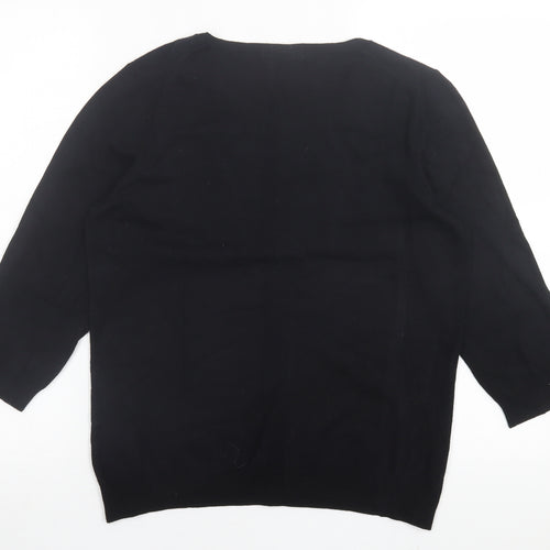 Marks and Spencer Womens Black Crew Neck  Viscose Pullover Jumper Size 16
