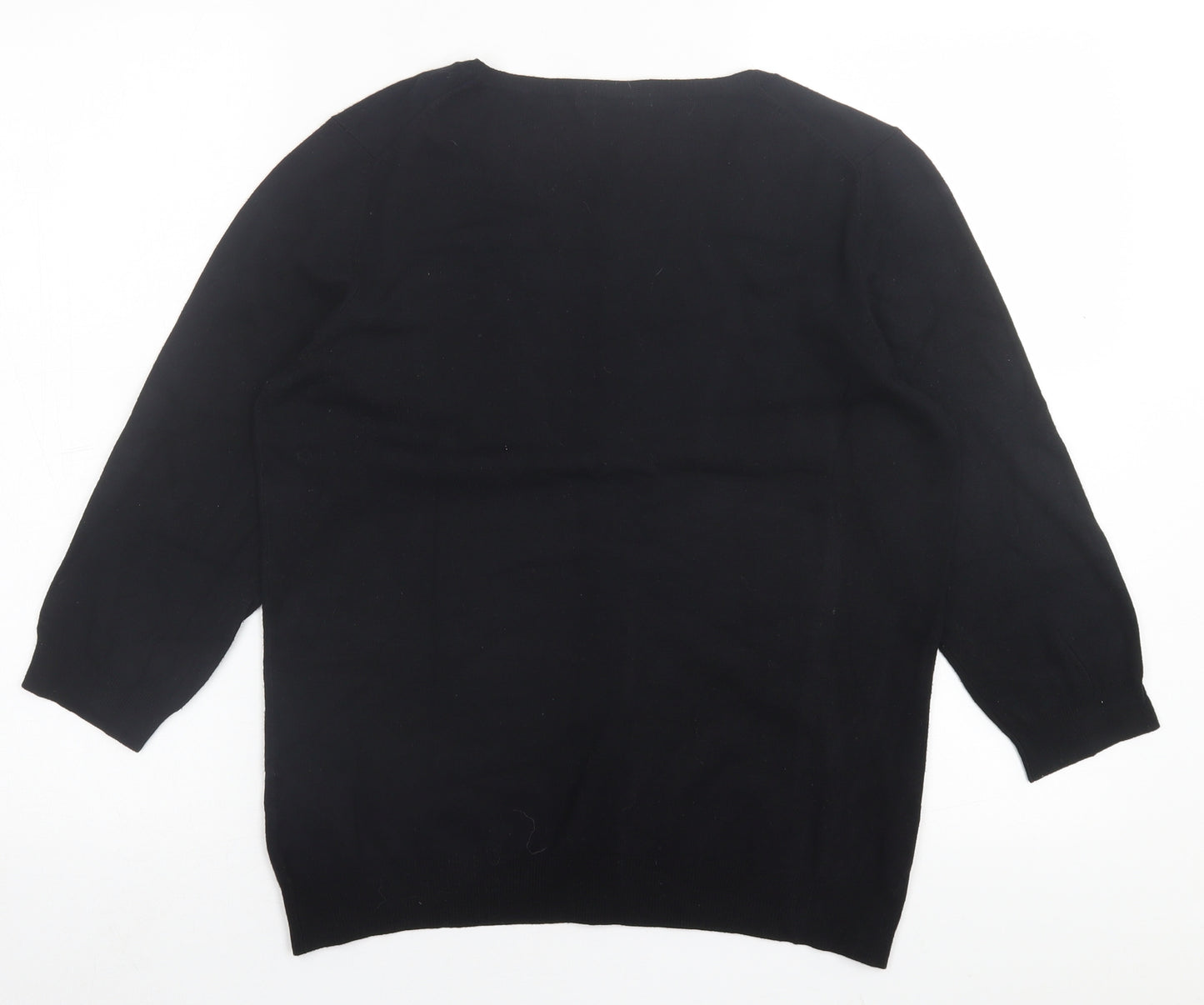 Marks and Spencer Womens Black Crew Neck  Viscose Pullover Jumper Size 16