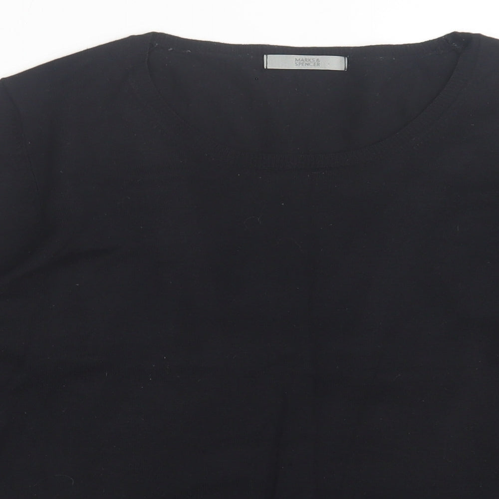 Marks and Spencer Womens Black Crew Neck  Viscose Pullover Jumper Size 16