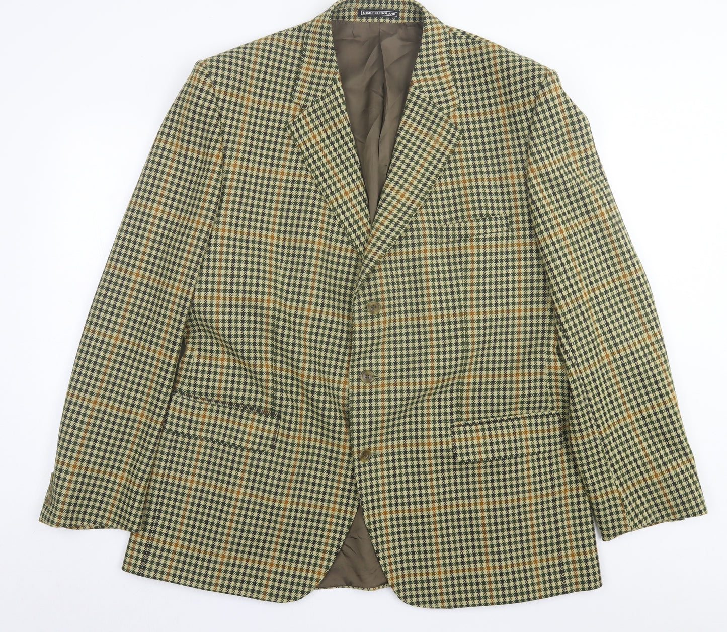 john G Hardy Mens Brown Plaid Wool Jacket Suit Jacket Size 46