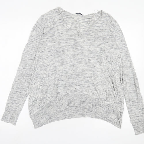 Zara Womens Grey V-Neck  Polyester Pullover Jumper Size M