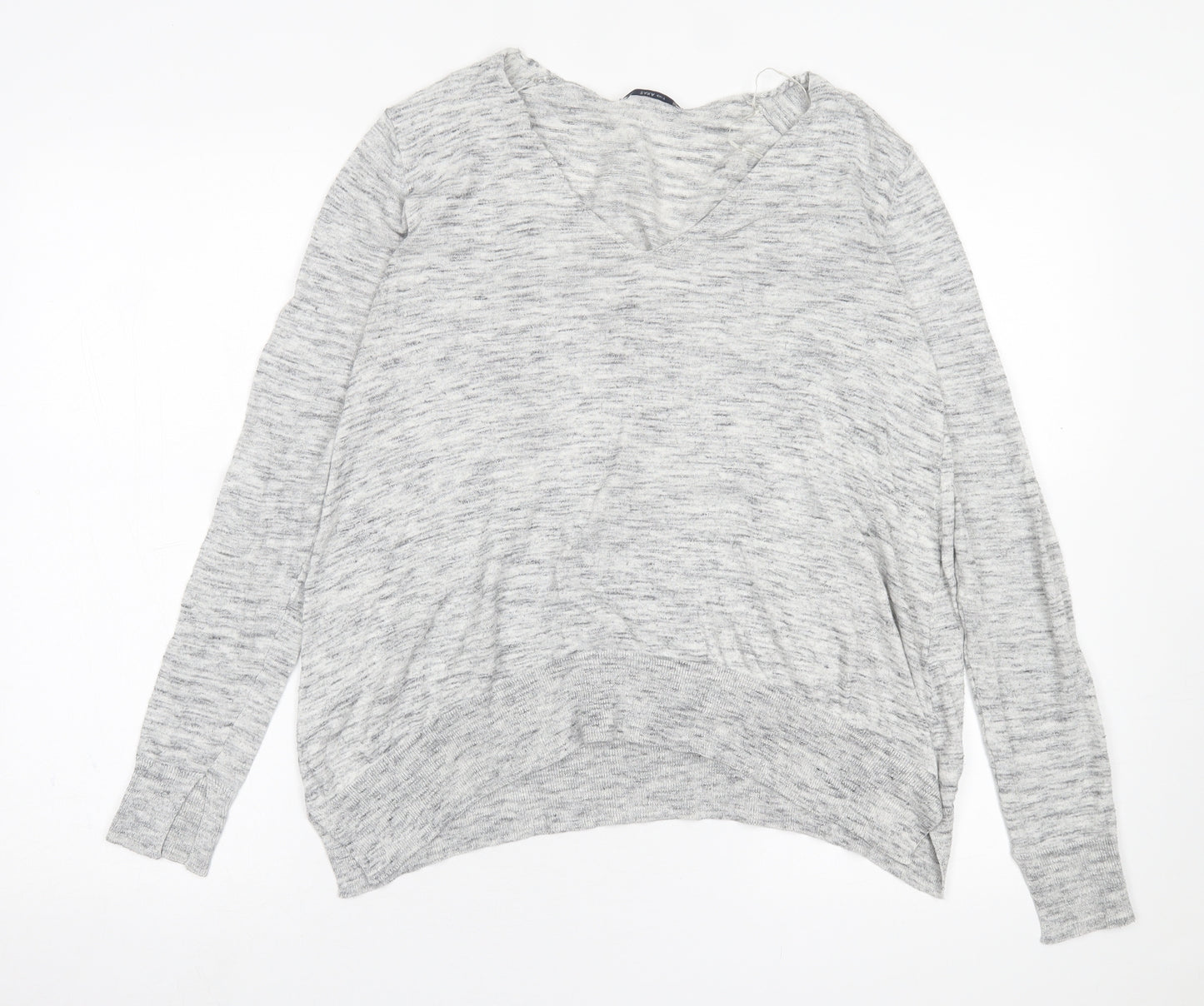 Zara Womens Grey V-Neck  Polyester Pullover Jumper Size M