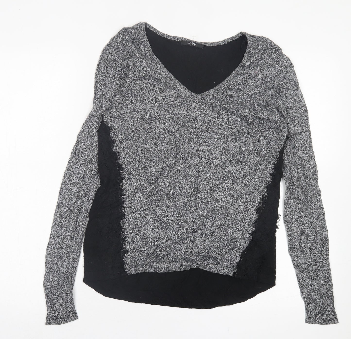 George Womens Grey Crew Neck  Nylon Pullover Jumper Size 10