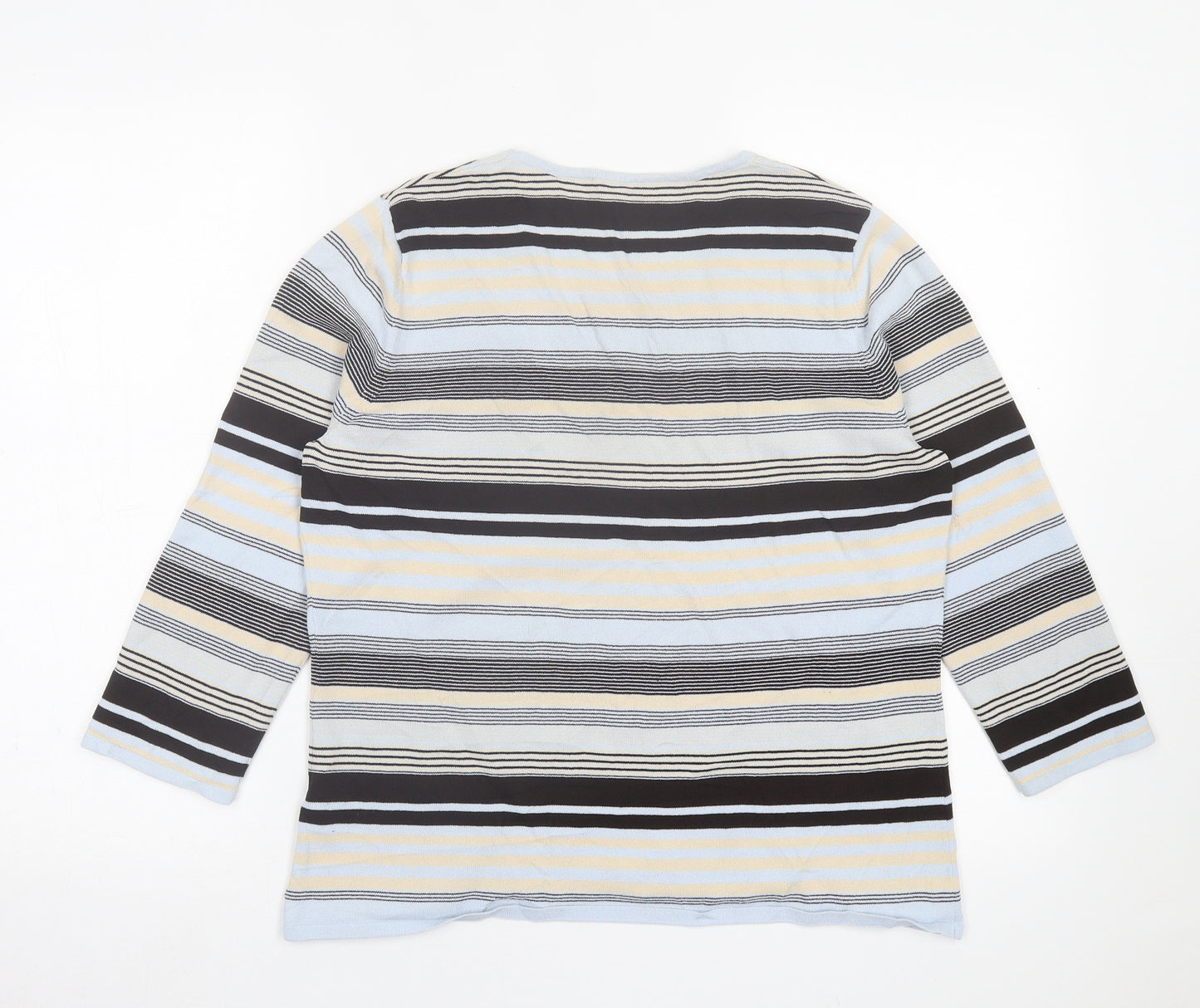 Preworn Womens Blue Crew Neck Striped Viscose Pullover Jumper Size L