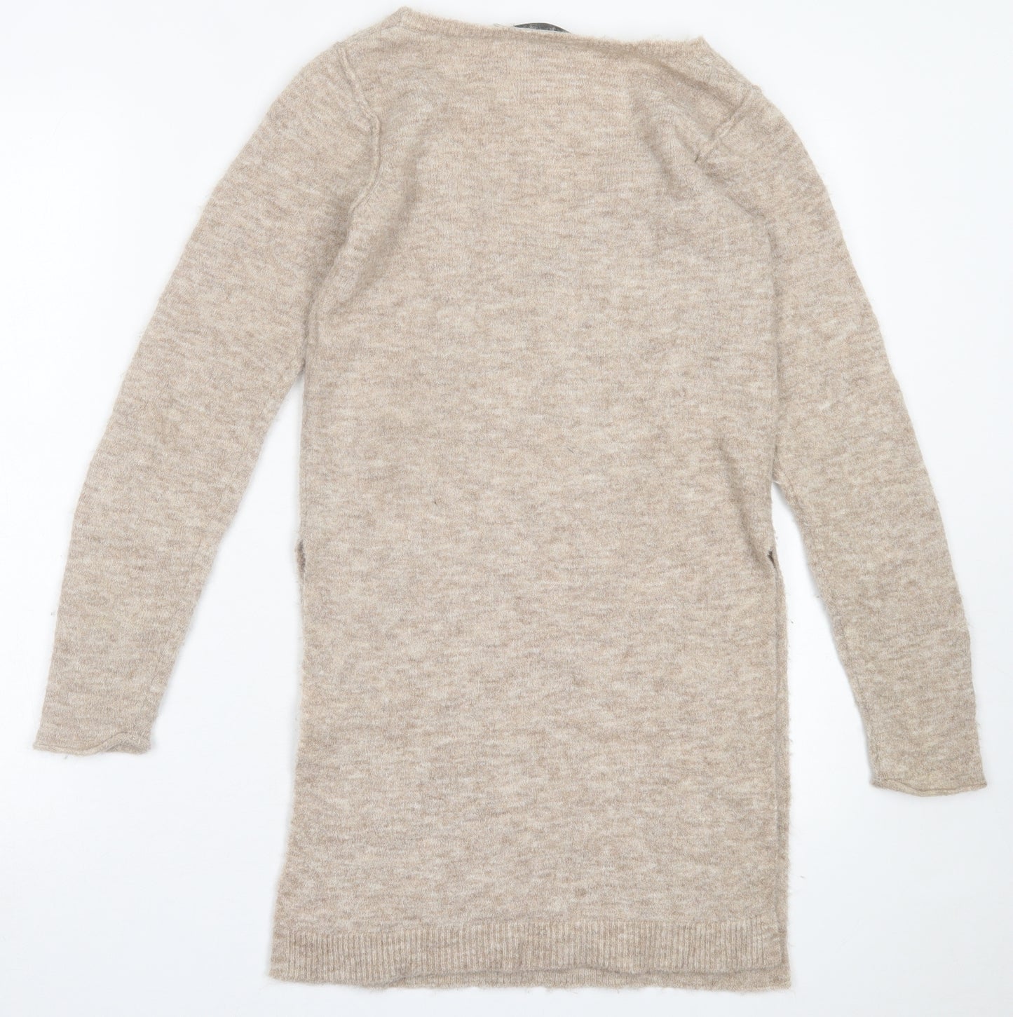 Mint Velvet Womens Brown  Nylon Jumper Dress  Size 8  V-Neck Pullover