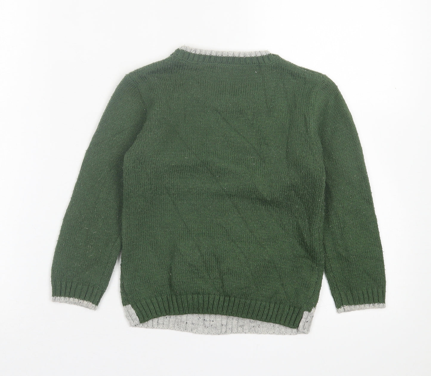 Nutmeg Boys Green Crew Neck  Acrylic Pullover Jumper Size 3-4 Years  Pullover