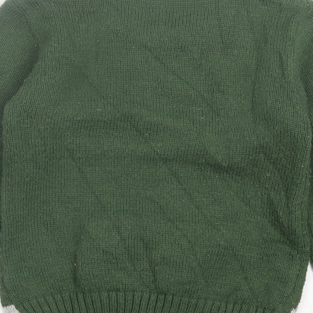 Nutmeg Boys Green Crew Neck  Acrylic Pullover Jumper Size 3-4 Years  Pullover