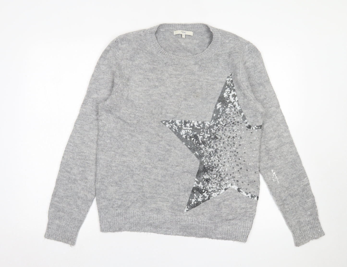 NEXT Womens Grey Crew Neck  Acrylic Pullover Jumper Size 12