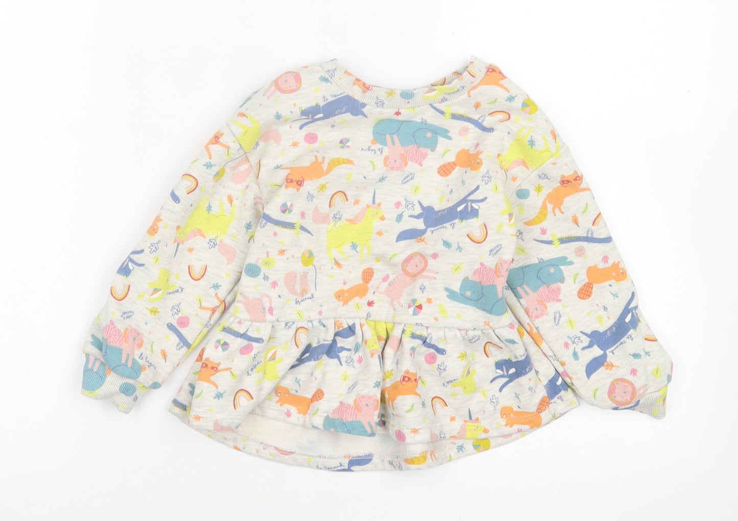 Nutmeg Girls Multicoloured Geometric Cotton Pullover Sweatshirt Size 3-4 Years  Pullover