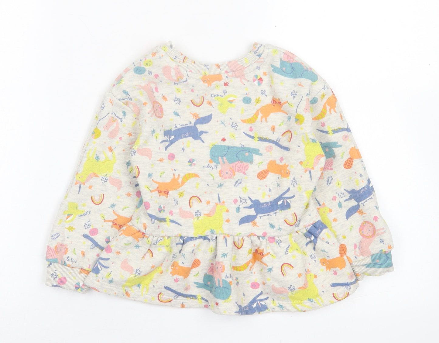 Nutmeg Girls Multicoloured Geometric Cotton Pullover Sweatshirt Size 3-4 Years  Pullover