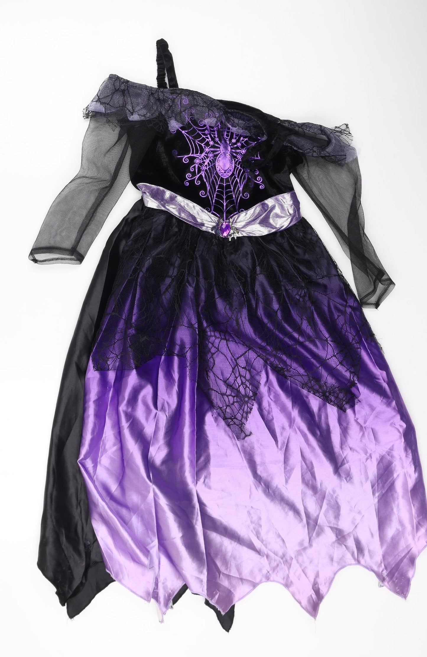 morrisons Girls Purple  Polyester Ball Gown  Size 7-8 Years  Square Neck  - fancy dress