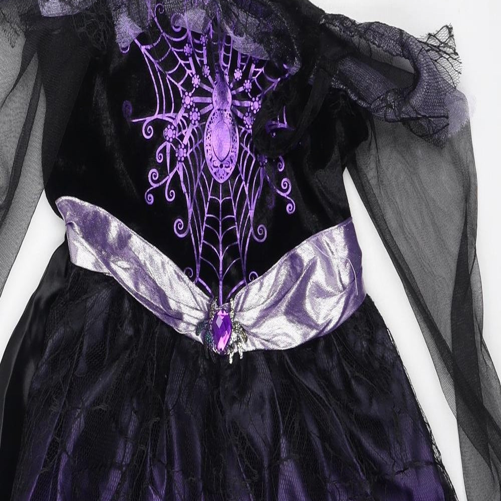 morrisons Girls Purple  Polyester Ball Gown  Size 7-8 Years  Square Neck  - fancy dress
