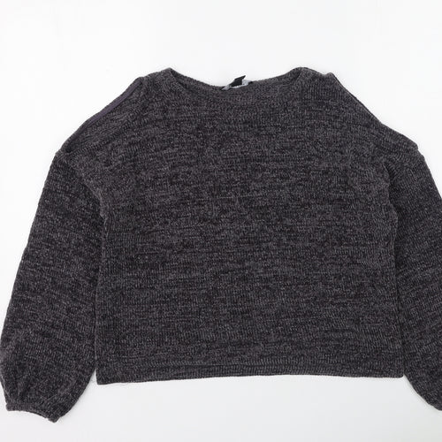 New Look Girls Grey Round Neck  Acrylic Pullover Jumper Size 14 Years
