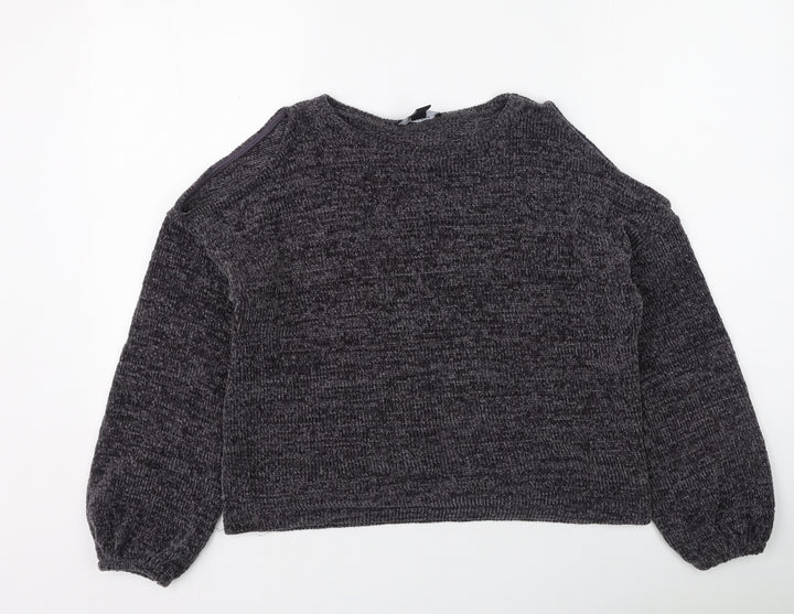 New Look Girls Grey Round Neck Acrylic Pullover Jumper Size 14 Years