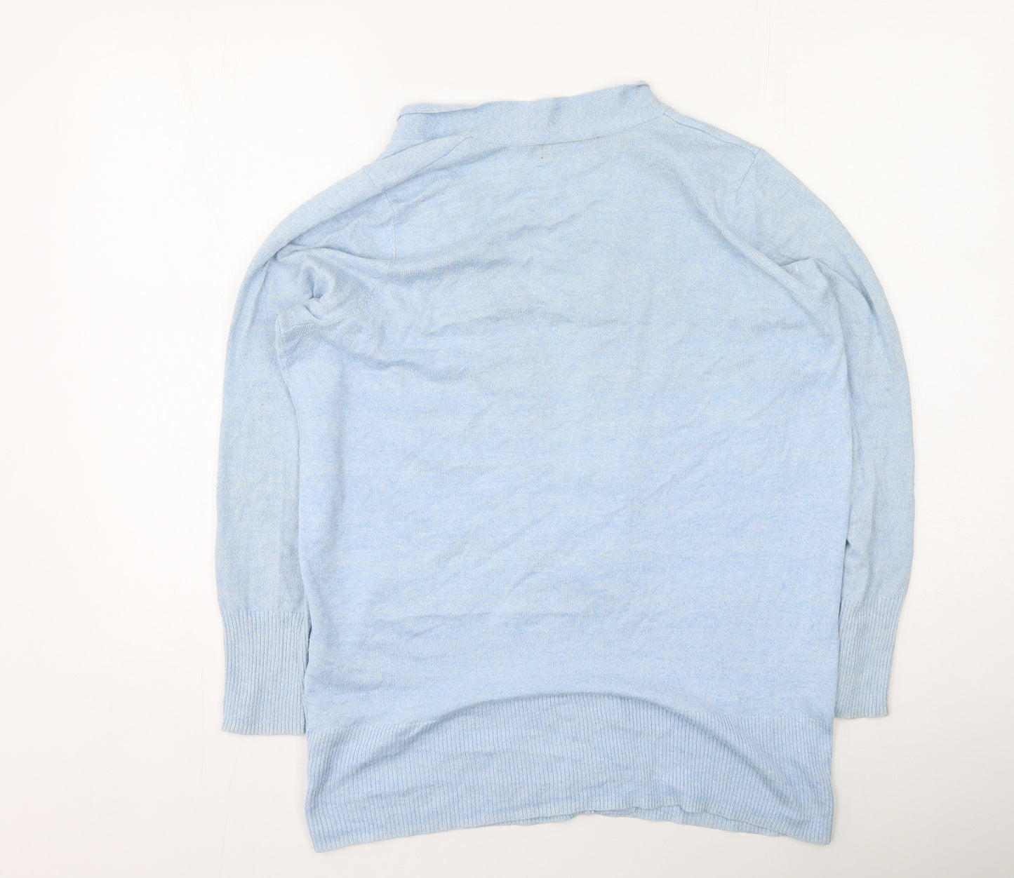 F&F Womens Blue V-Neck  Nylon Cardigan Jumper Size 12