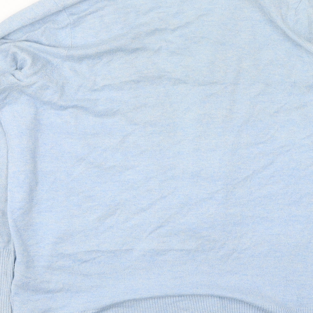 F&F Womens Blue V-Neck  Nylon Cardigan Jumper Size 12