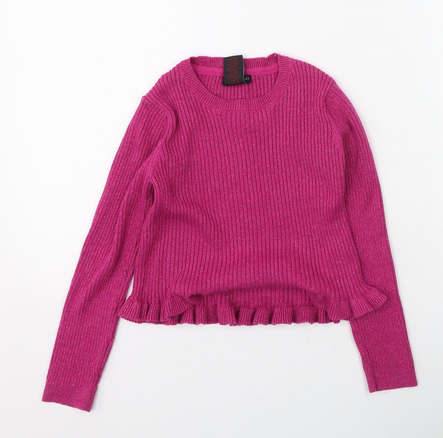 Cynthia Rowley Girls Pink Round Neck  Cotton Pullover Jumper Size 7 Years