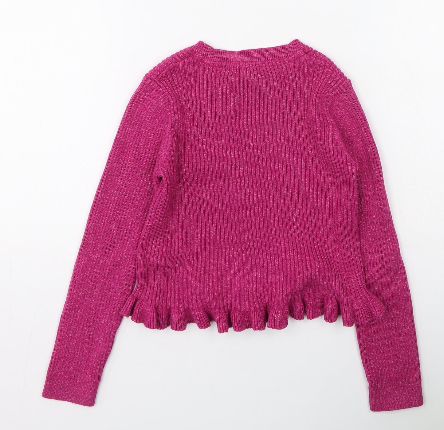 Cynthia Rowley Girls Pink Round Neck  Cotton Pullover Jumper Size 7 Years