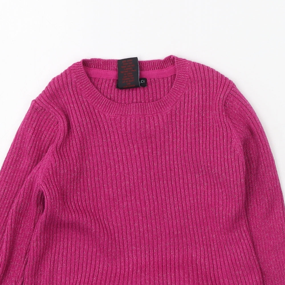 Cynthia Rowley Girls Pink Round Neck  Cotton Pullover Jumper Size 7 Years