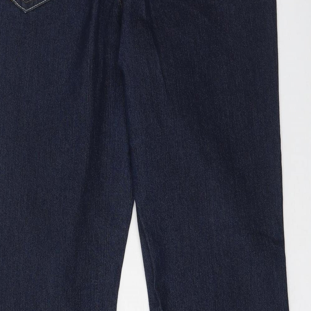 Preworn Womens Blue  Cotton Bootcut Jeans Size 14 L28.5 in Regular