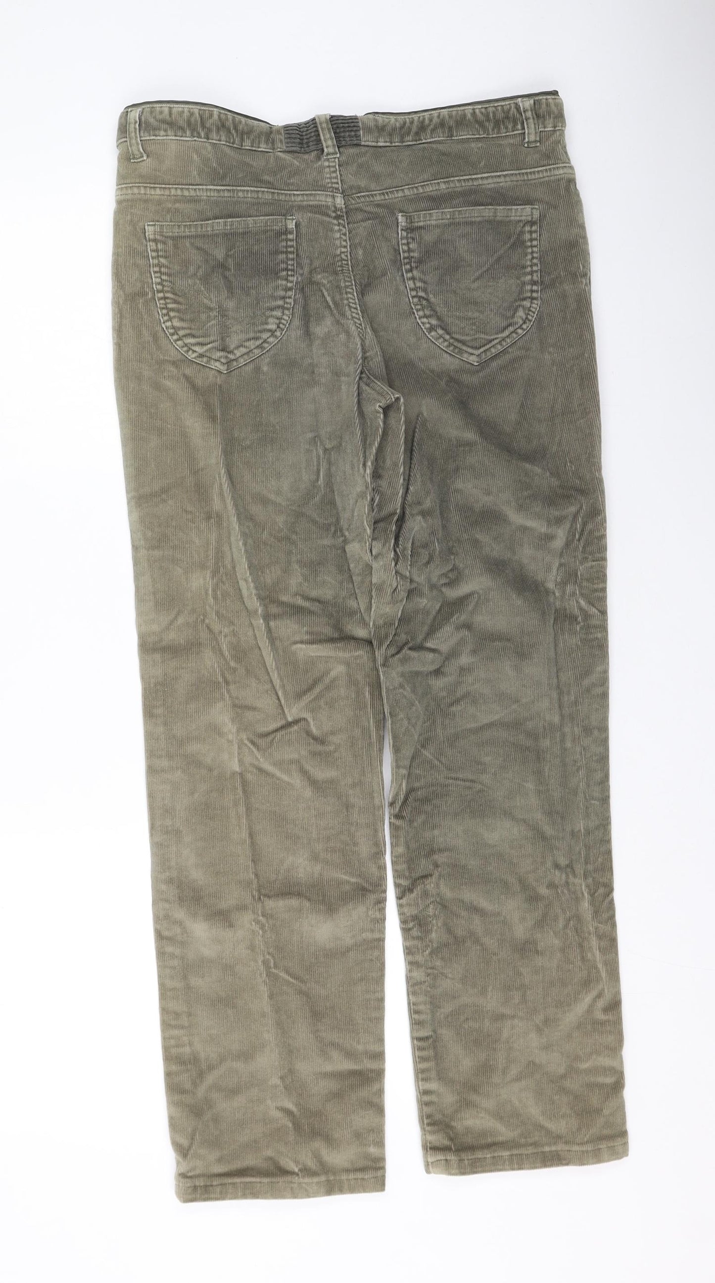 Marks and Spencer Womens Green  Cotton Trousers  Size 12 L30 in Regular