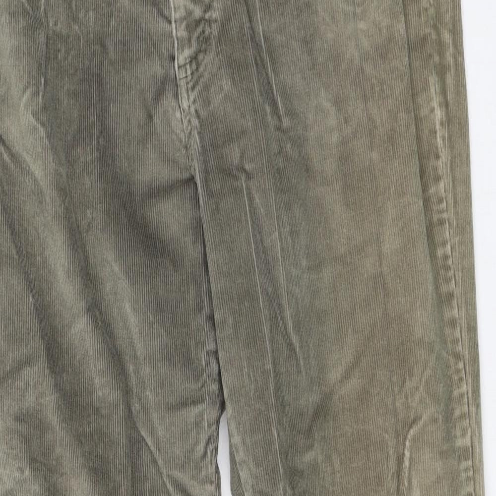 Marks and Spencer Womens Green  Cotton Trousers  Size 12 L30 in Regular