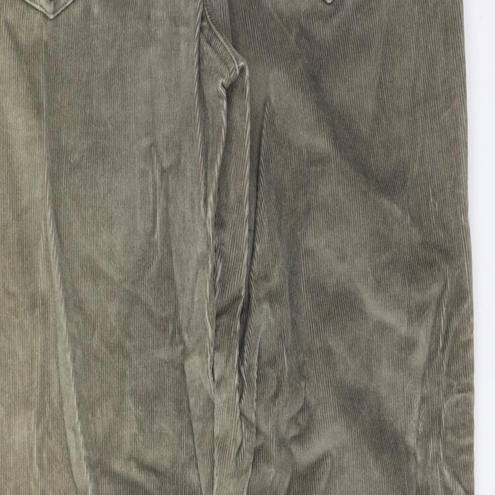 Marks and Spencer Womens Green  Cotton Trousers  Size 12 L30 in Regular