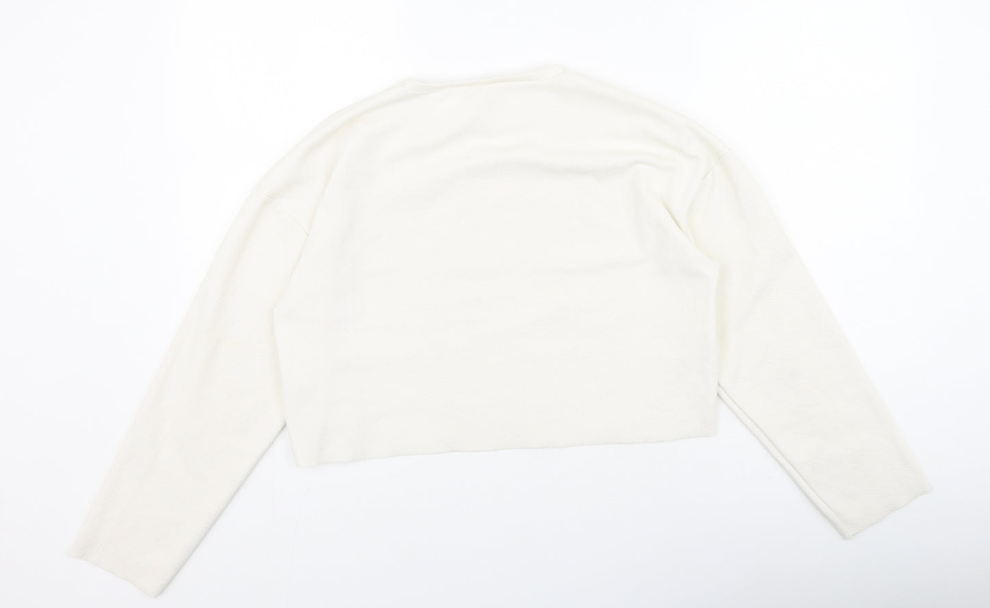Zara Womens Ivory  Polyester Pullover Sweatshirt Size S