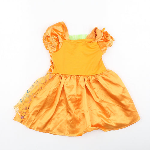 George  Girls Orange  Polyester Fit & Flare  Size 2 Years  Round Neck  - pumpkin